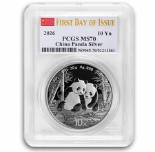 2026 China 30 gram Silver Panda MS-70 PCGS (FDI, Flag Label)