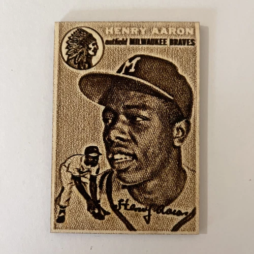 1954 Topps Henry “Hank” Aaron Rookie Card - Fan Art Wood Card Braves
