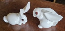 Pair of Royal Osborne White Bone China Rabbit Collectable Figurines