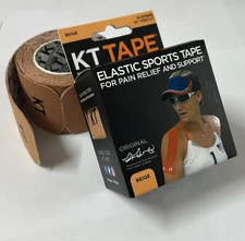 KT Tape Elastic Sports Tape for Pain Relief and Support - 14 Precut Strips Beige