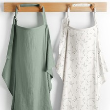 Muslin Nursing Cover Pack of 2, 100 Cotton Muslin Breastfeeding Cover for Mo...