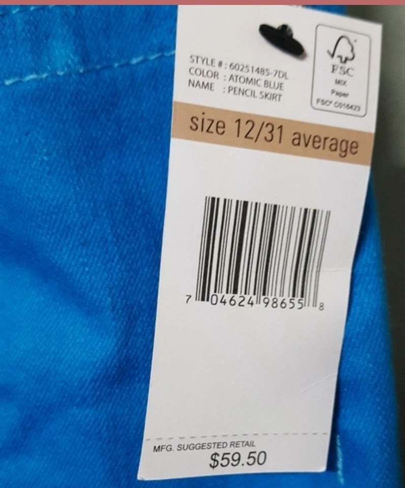 Nine West Blue Skirt Mini Above Knee Stretch Jean  Size 12  32" Waist  - Image 3 of 4