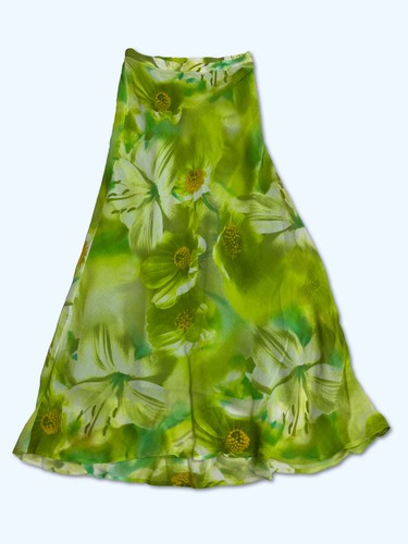 ELL JAY Eye Catching Green Elegant Canadian Maxi Floor Skirt UK Size 8 US 4
