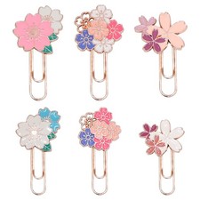 6 Pcs Colorful Flower Paper Clips - Cherry, Sakura, Sunflower, Daisy Design