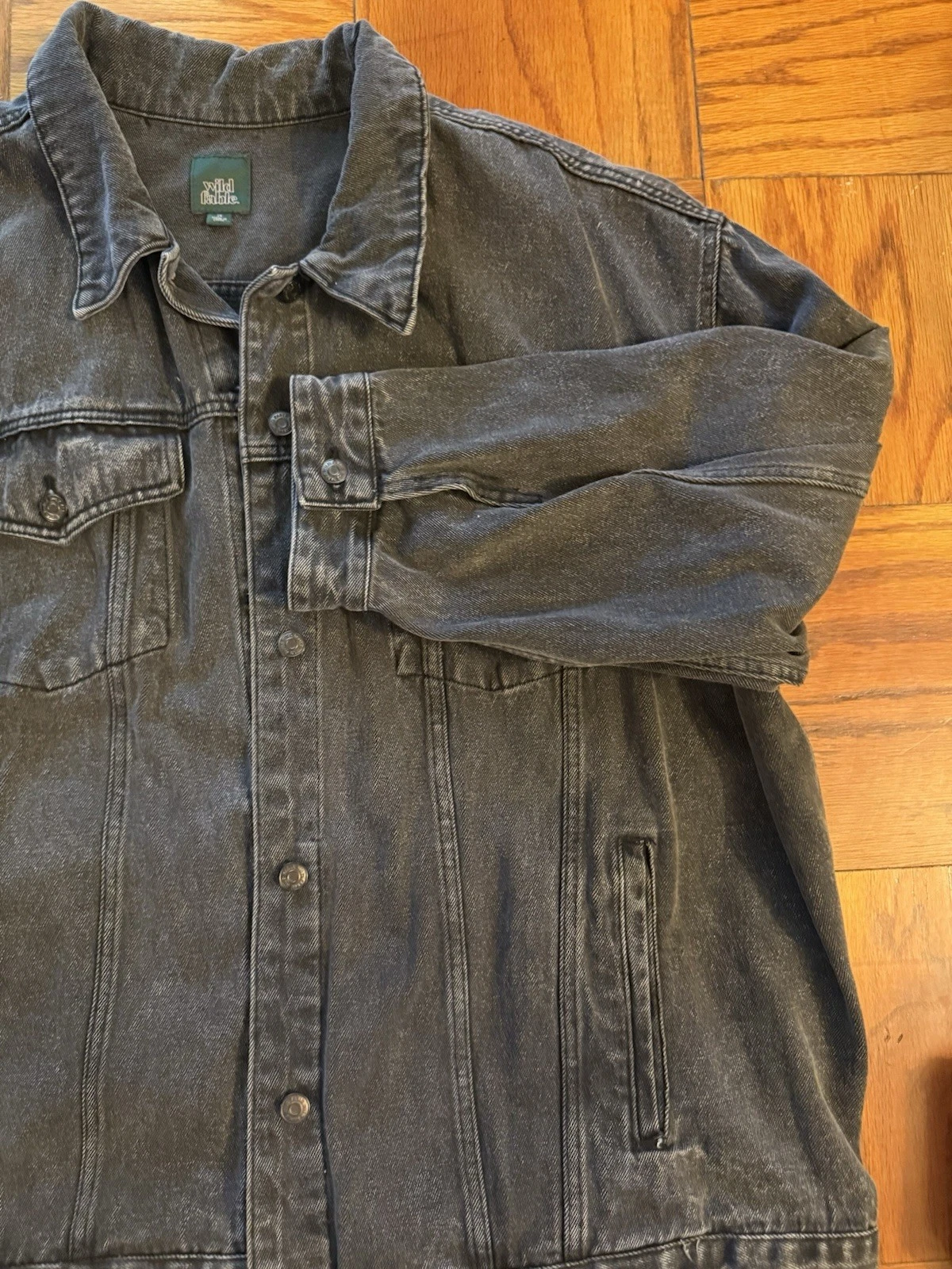 Wild Fable Unisex Oversized Black Denim Trucker Jacket 2X Cotton - product detail image 7