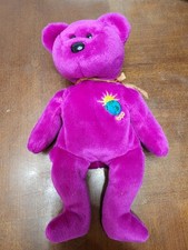 Ty Beanie Babies Millennium Bear Plush Toy - Purple - 1999
