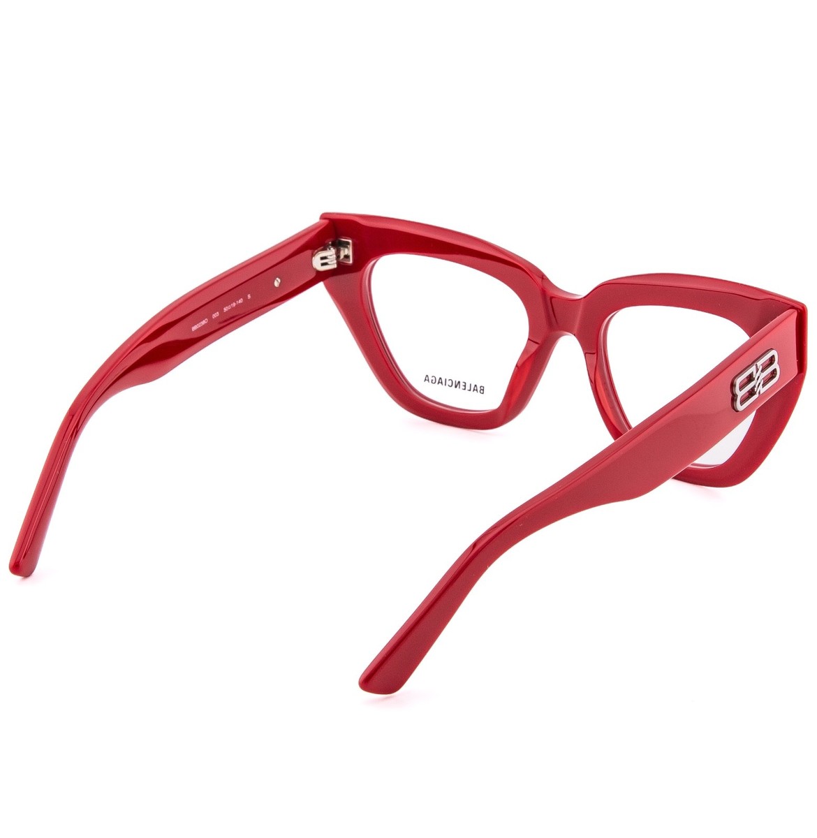 BALENCIAGA Angular 0238 Red Silver Logo Eyeglass 50m BB0238O