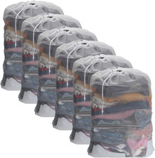 6 Pack Mesh Laundry Bag with Drawstring Closure, 24" X 36" Heavy Duty