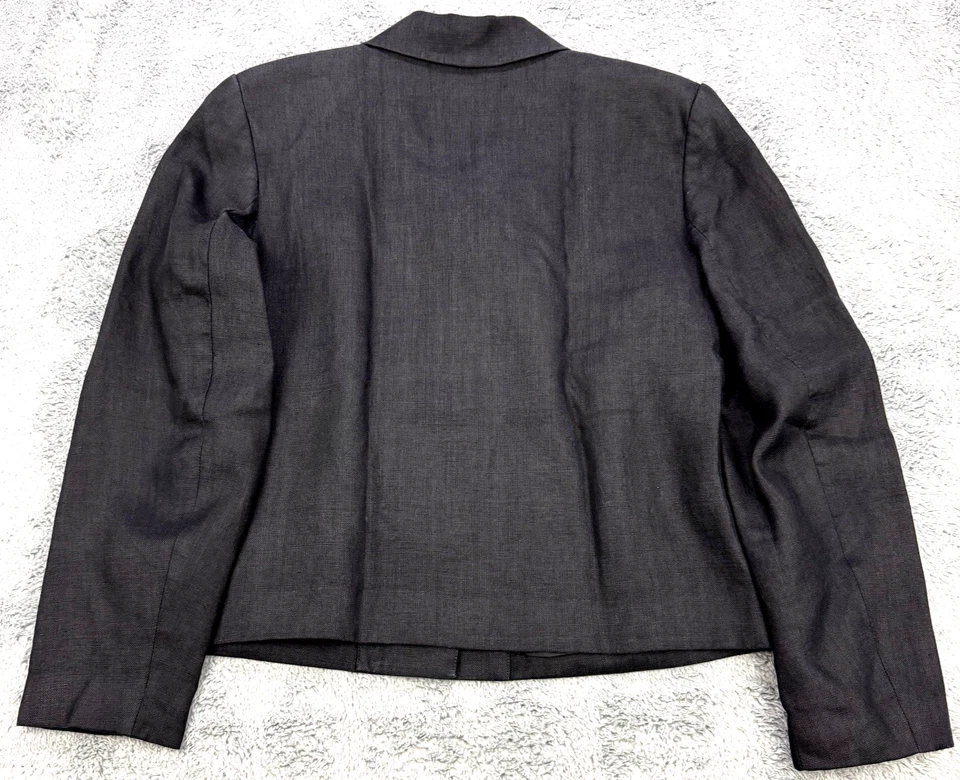 Blazer Talbots Mujer 4 Petites Negro Lino Irlandés 4 Bolsillos con Botones LS Foto 4 de 4