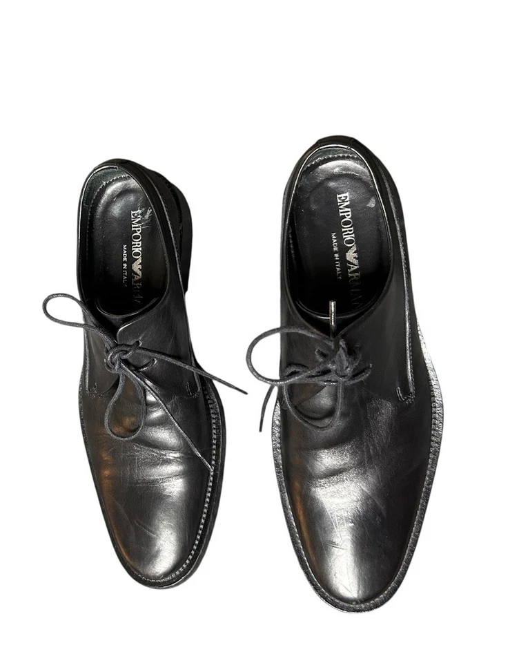 Zapatos de Vestir Formales Emporio Armani Oxford Talla US 8 EU 41 Cuero Negro Hecho en Italia Foto 3 de 4