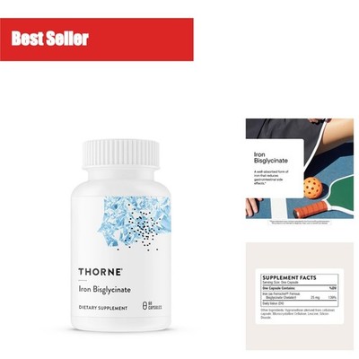 Thorne Iron Bisglycinate 25 mg Supplement 60 Capsules | Gluten-Free
