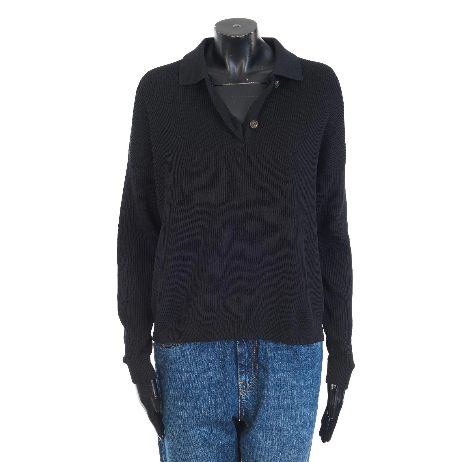 Brunello Cucinelli — BRUNELLO CUCINELLI 1670$ Cotton English Rib Knit Polo Shirt With Monili