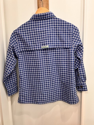 Exofficio Kid Buzz Off Insect Shield Shirt Outdoor Plaid Blue Check Size S 7/8 - Picture 7 of 13