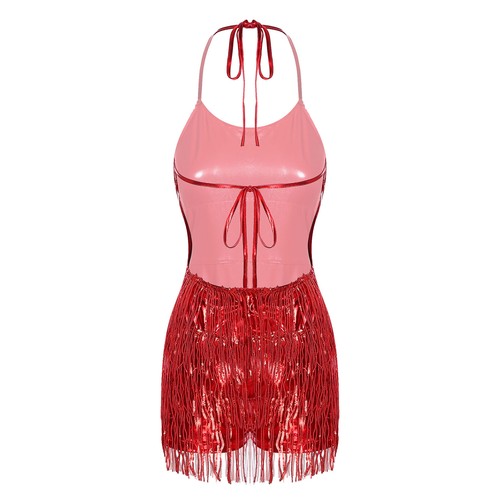 Womens Bodysuit 1920s Jumpsuits Shiny Rompers Metallic Fringe Tango Dancewear - Picture 39 of 54