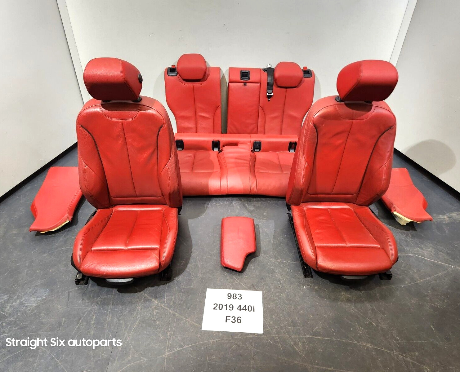 ✅ 15-20 OEM BMW F36 Dakota Leather Interior Heated Sport Seats Armrest RED SET