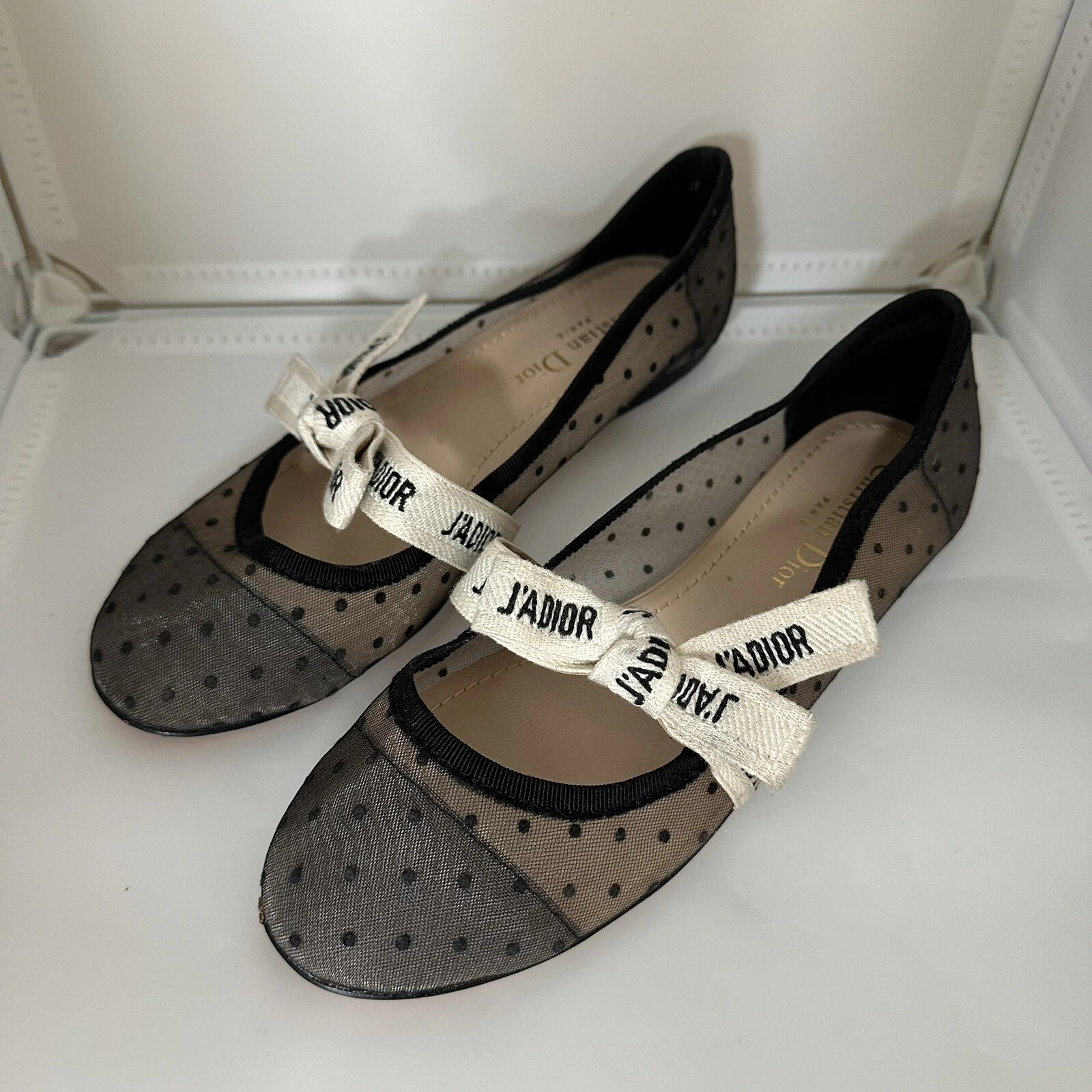 Escarpins ballerines Christian Dior « miss J'adior » maille noire chaussures plates EU 37
