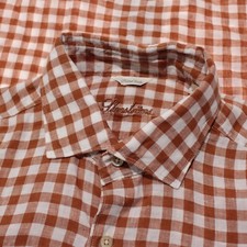 Stenstroms NWOT Fitted Casual Button Down Shirt Size M in Orangey Brown Check
