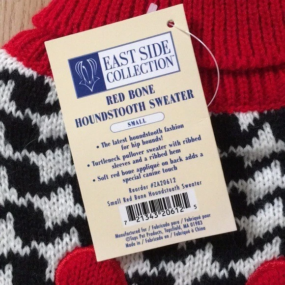 Nuevo Suéter Perrito Unisex Colección East Side Rojo Pata de Gallo Perro Talla Pequeña Foto 2 de 4