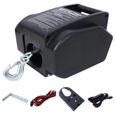 Portable 12V DC Trailer Hitch Winch 5000LBS Capacity with Galvanized Wire Rope