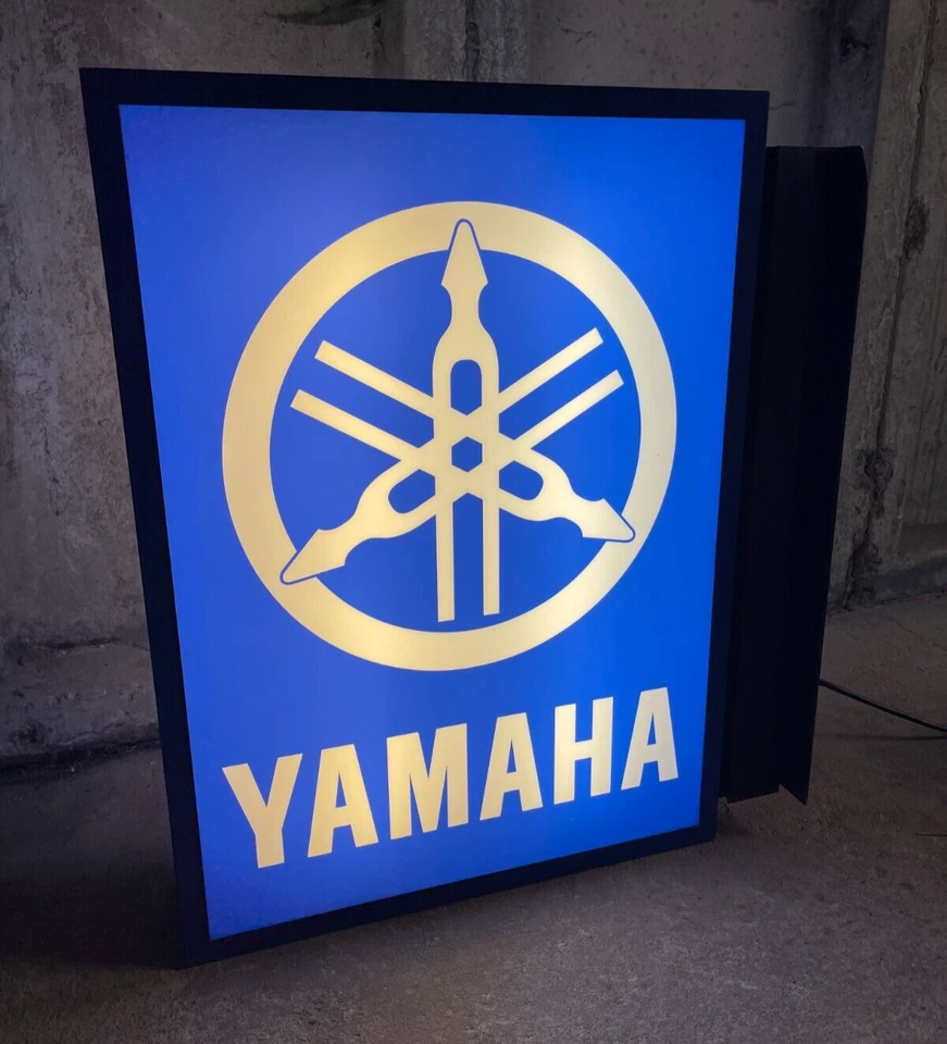 Letrero iluminado de doble cara Yamaha concesionario de motocicletas sala de exposición garaje Foto 3 de 4