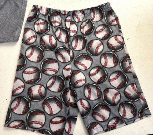Faded Glory Boys Size XL 14/16 Shorts Tee Shirt BASEBALL 2pc PAJAMAS Set PJS - Picture 3 of 4