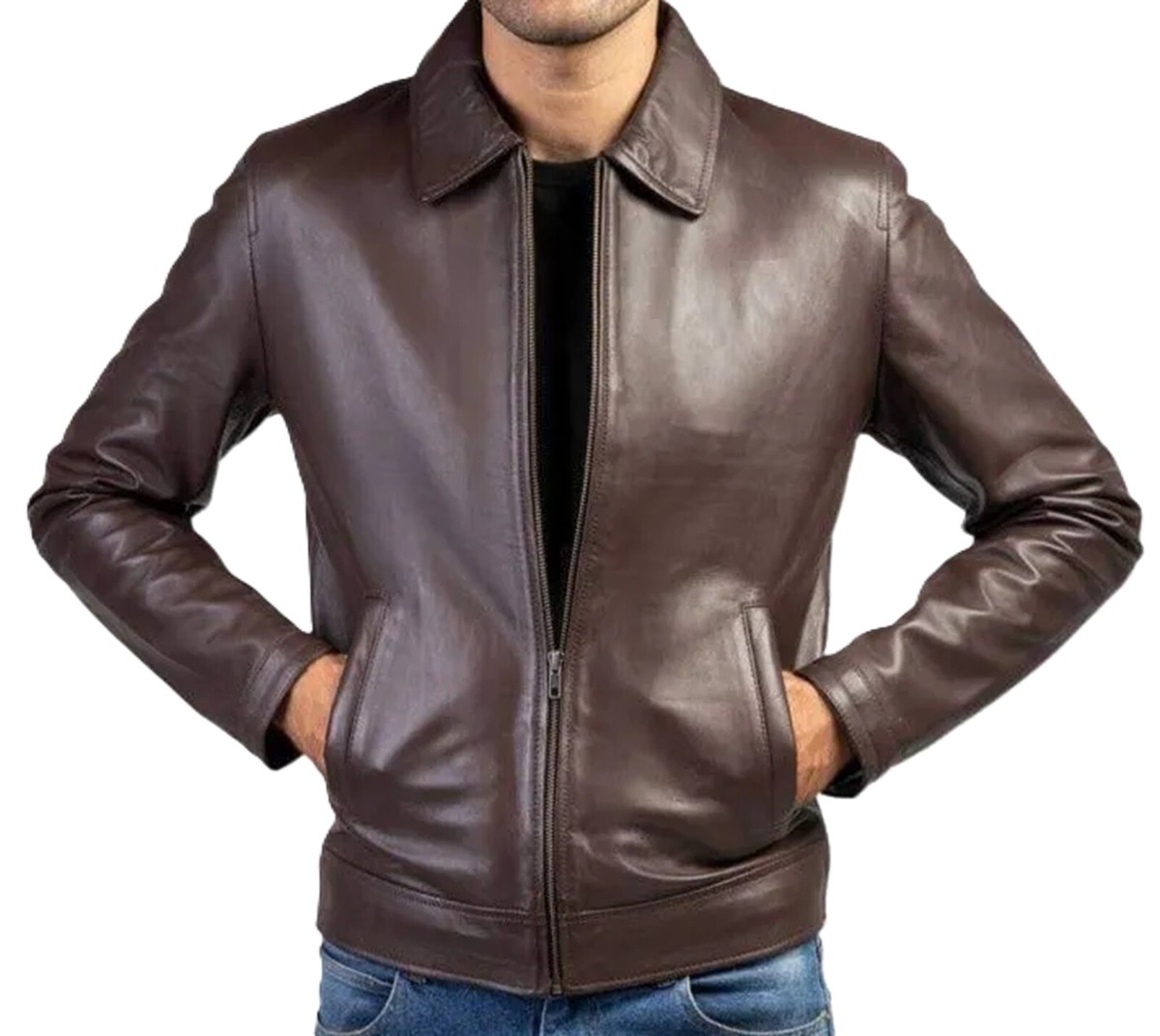 Zayn Men's Real Lambskin Leather Black Brown Jacket Classic Bomber