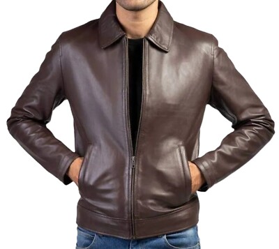 Zayn Men's Real Lambskin Leather Black Brown Jacket Classic Bomber