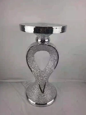 New Style End Table 6 Large 40x60cm Crushed Diamond Crystal Sparkly Silver
