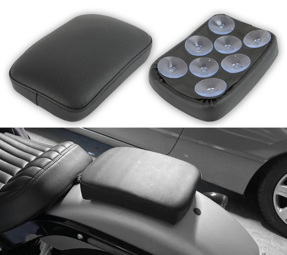 Almohadilla de asiento de pasajero trasera con 8 ventosas para motocicleta Harley Honda Foto 2 de 4
