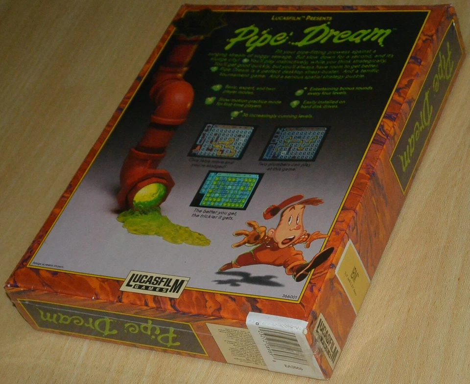 PIPE DREAM by Lucasfilm ~ IBM PC DOS ~ BIG boxed ~ SEALED COLLECTIBLE ~ english - Image 2 of 2