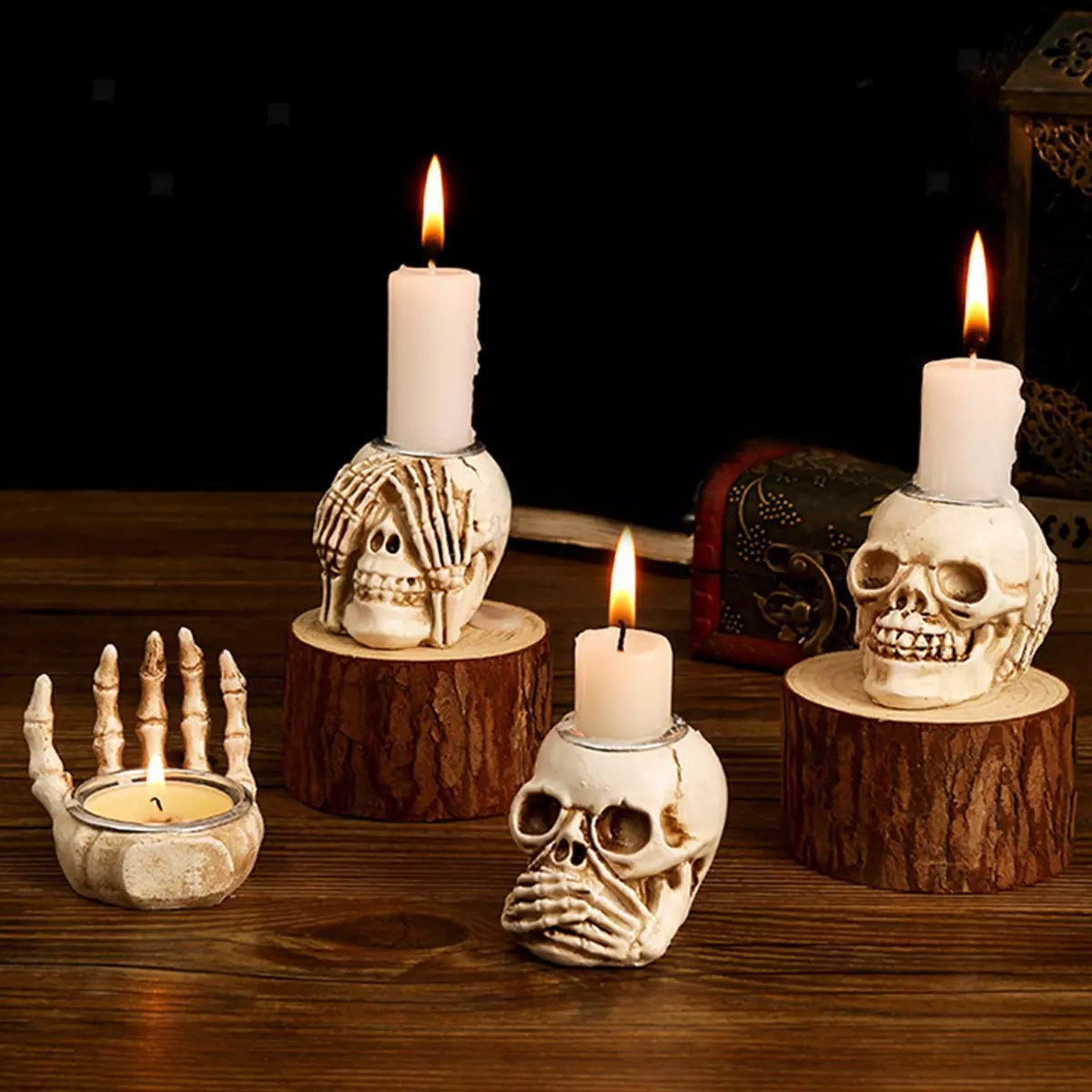Halloween Skulls Candle Holder Ornament Tea Light Candle Holder