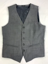 Express Men's 5 Button Grey Adjustable Suit Vest - Small