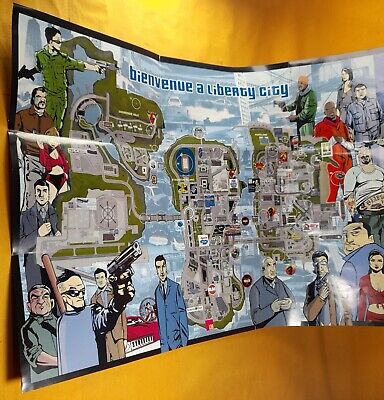 Grand Theft Auto III 3 Double-Sided Poster & Map Official Rockstar Liberty  City