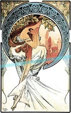 The Arts 1898 Poetry Vintage Poster Print Retro Style Art Nouveau Mucha (b
