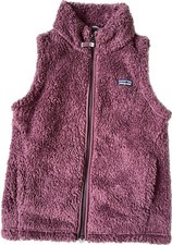 Patagonia Los Gatos Sherpa Fleece Vest Girls Large Mauve Purple Plum Full Zip
