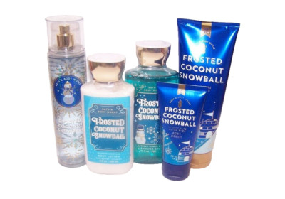 Bath & Body Works Frosted Coconut Snowball Fragrance Set - Lotion Gel Mist Cream
