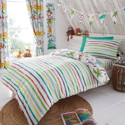 Diversión Selva Funda Edredón Individual Juego Dormitorio Infantil Animales Cama - Imagen 2 de 3