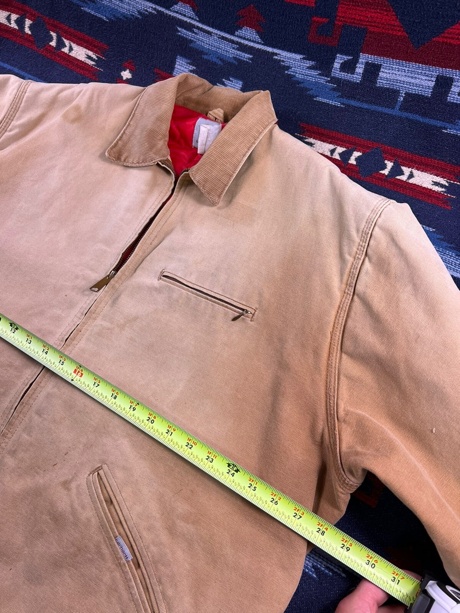 Vtg 90s Carhartt Detroit Jacket USA Made Quilt-Lined Duck Sz XL XXL Tan Canvas