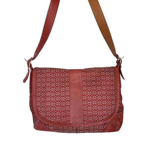 COACH 5706 Signature Purse Jacquard & Leather Cross Body Saddle