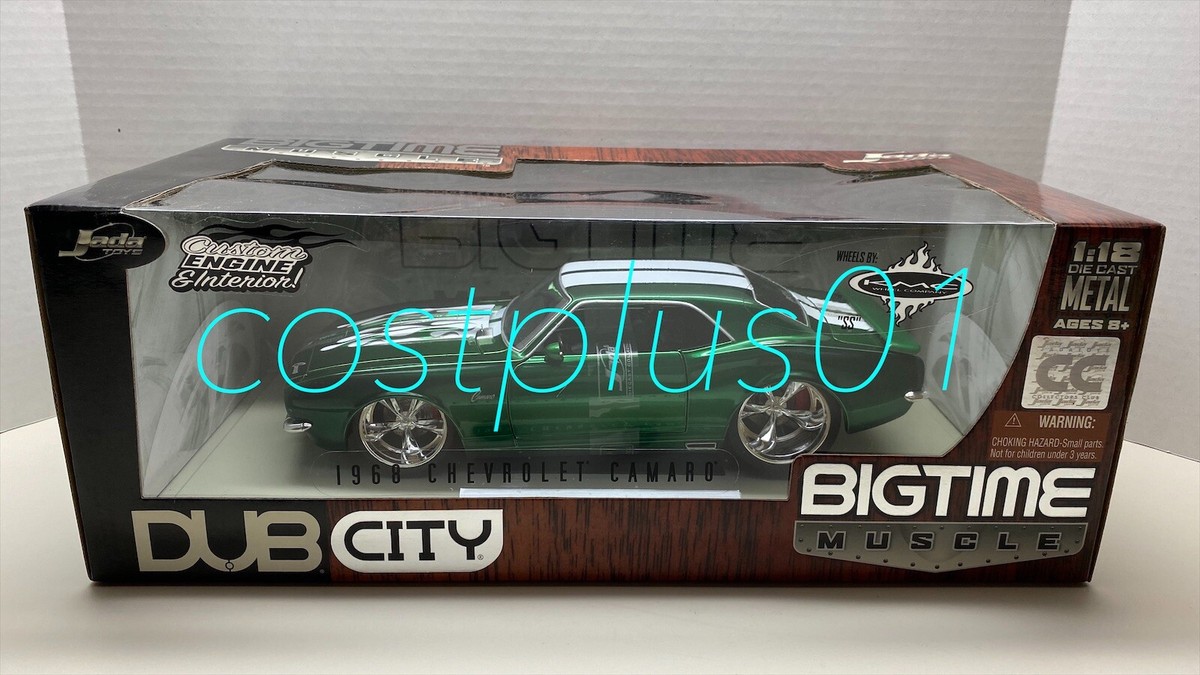 JADA DUB CITY 1968 CHEVY CAMARO 1:18 GREEN WITH WHITE STRIPE