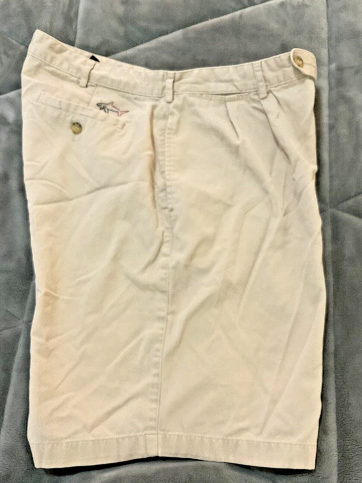 Pantalones Cortos Greg Norman Para Hombres Talla 38 Algodón Caqui Chino Tiburón Bordado Foto 2 de 4