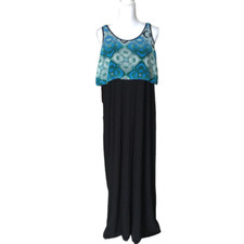 Cha Cha Vente Vintage Y2K Casual Sleeveless Maxi Dress Size M Black Multicolor