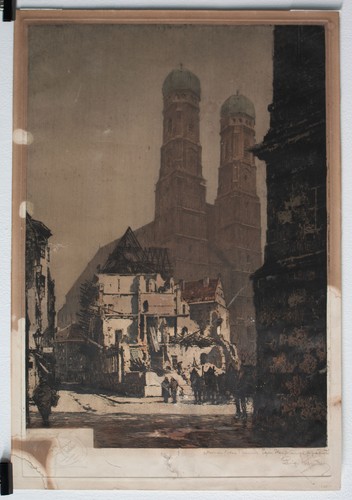Luigi Kasimir Frauenkirche Vista histórica firmada grabado en color alrededor de 1920 - Imagen 2 de 7