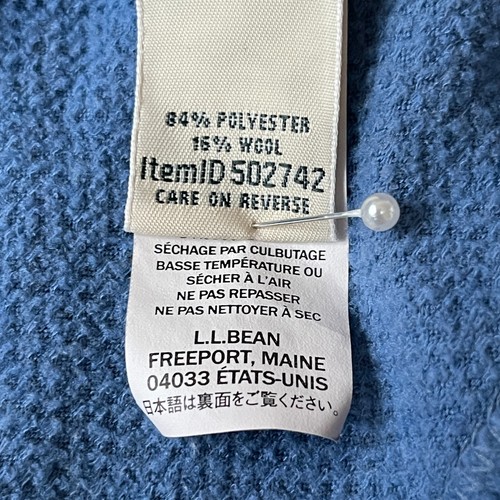 L.L. Bean Women's Pullover Fleece Sweater Size XL Blue Shawl Collar Wool Blend - Picture 7 of 12