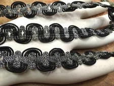 vintage metallic rayon soutache trim braid 3/4" scallop edge 1yd made in Germany