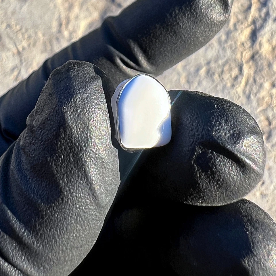 Real Solid 925 Sterling Silver White Enamel One Tooth Cap Top Single Slug Grillz - Image 2 of 4