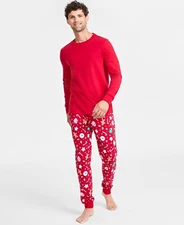 Family Pajamas Men’s Sweets Printed Pajamas Set, Red, Small
