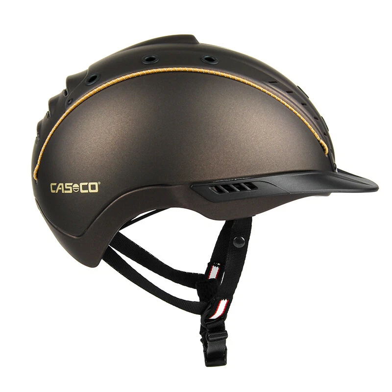 Casco Da Equitazione Con Calotta Opaca A Visiera Stretta In Pelle E Frame Cromato 57 59 Cm Nero 88591247