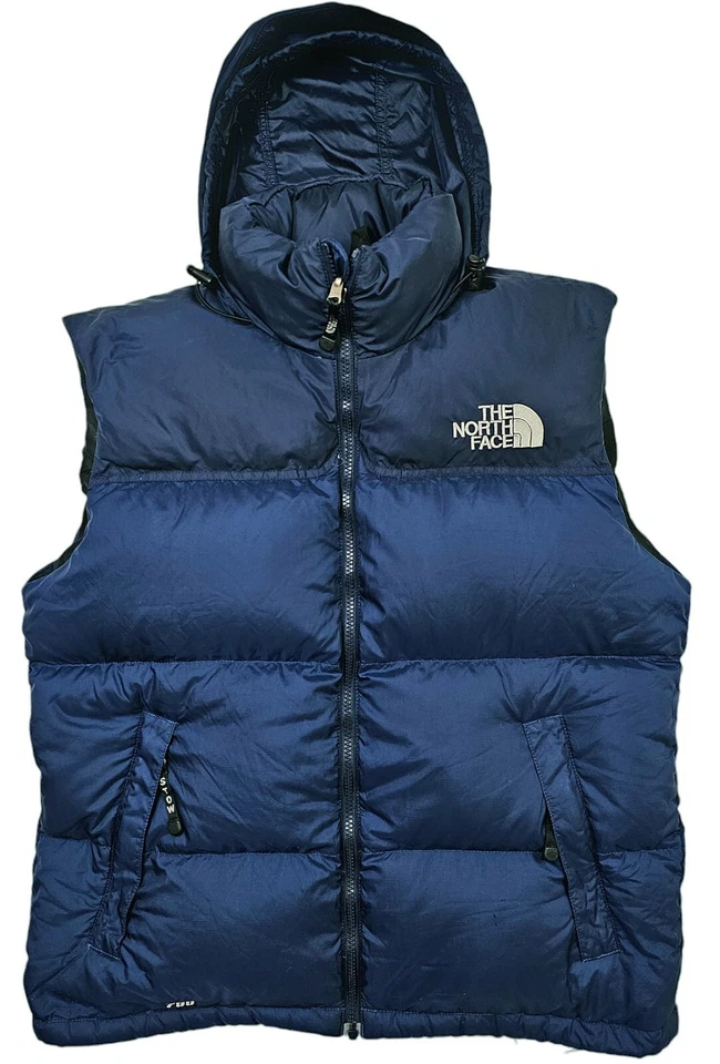 *HOT Men's THE NORTH FACE 700 NUPTSE DOWN QUILTED HOODED NAVY BLUE VEST Jacket S - Image 2 of 4