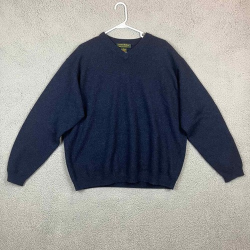 XL 2ply Cashmere V-neck Sweater Blue 